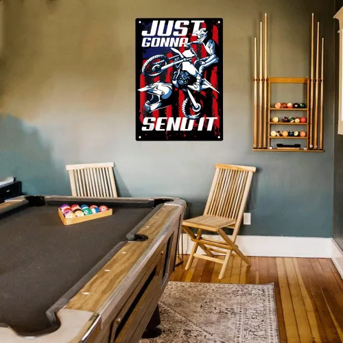 Vista 3 de Just Gonna Send It - Letrero de metal con la bandera estadounidense para motocross, motocross, motocross, motocross, bicicleta, para hogar, oficina