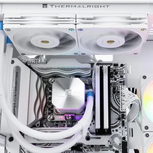 Vista 8 de Thermalright Frozen Edge 240 Enfriador de agua líquido blanco para CPU con ventilador PWM de 4.724 in, especificación de fila fría blanca de 240
