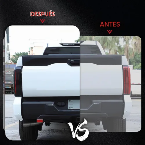 Vista 2 de Cubierta de Luz Trasera Carcasa de Lámpara Trasera Protector de Pantalla Marco de Moldura Compatible con Toyota Tundra 2022 2023 2024 2025, ABS