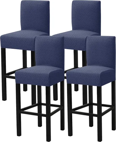 Vista 10 de Gollense Juego de 4 fundas para taburetes de bar con respaldo, fundas elásticas de jacquard para taburetes de bar, fundas de asiento lavables