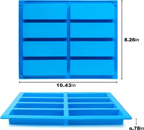 Vista 6 de Sidosir 3 moldes de silicona para barra de granola, moldes rectangulares de 8 cavidades para barra energética, moldes de silicona para hornear