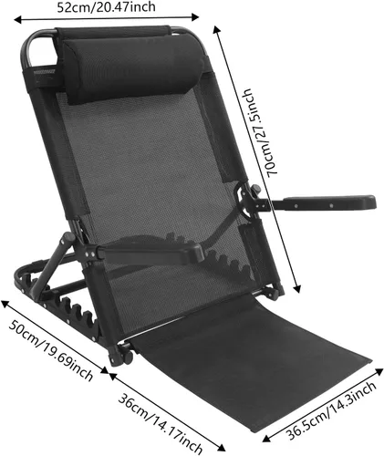 Vista 6 de Respaldo de cama de elevación ajustable con reposabrazos, gran cama plegable para sentarse, soporte de respaldo portátil multifunción con almohada