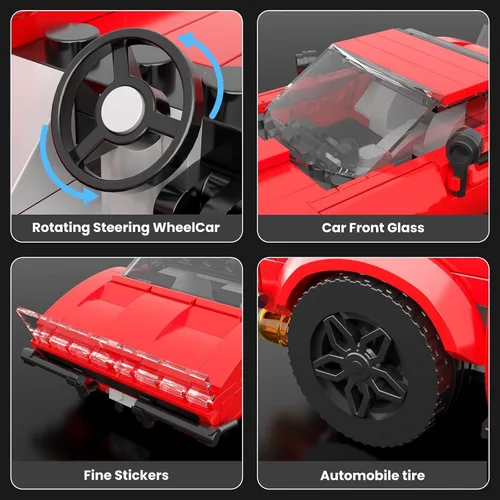 Vista 2 de Mould King Super Sports - Juego de construcción de autos deportivos con vitrina, 332 piezas de juguete de construcción para niños y adultos, kit