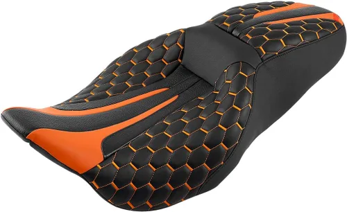 Vista 9 de Asiento de conductor, pasajero y piloto - SLMOTO Asiento de motocicleta de una pieza para 2 personas, compatible con Harley Touring Road King CVO