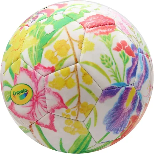 Vista 4 de Icon Sports Balón de fútbol con licencia oficial de la Federación de Fútbol de Estados Unidos, tamaño 5, Crayola & Fox Sport Collaboration Flower