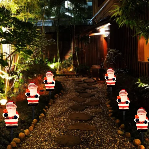 Vista 5 de Decoraciones de Navidad para exteriores, luces de estaca de Papá Noel de 7 pies con 4 bombillas C7, estaca, conectables, impermeables, marcadores