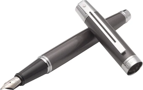 Vista 3 de Sheaffer 300, gris metálico, borde de placa cromada, pluma estilográfica: punta media (E0932953) por Sheaffer