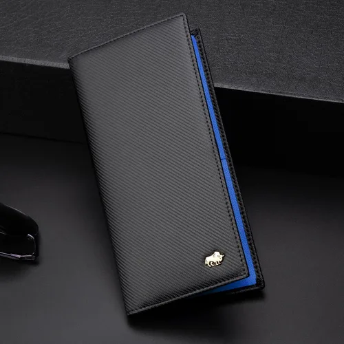 Vista 7 de BISON DENIM Billeteras plegables RFID para tarjetas de crédito, cartera larga de cuero real para hombre con bolsillo para monedas con cremallera