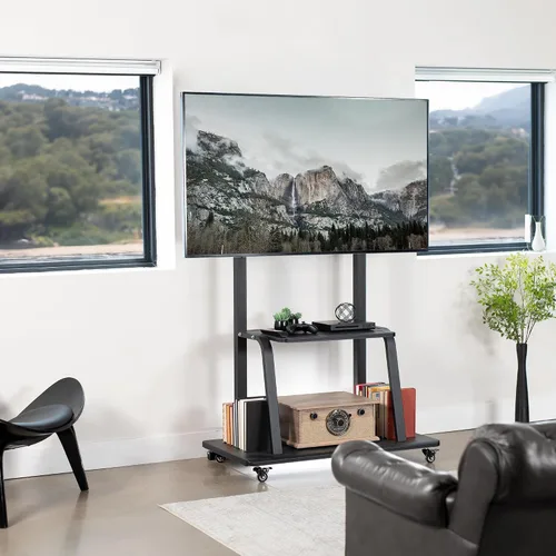 Vista 2 de VIVO Carrito de TV móvil resistente para pantallas de 42 a 100 pulgadas de hasta 330 libras, LCD LED OLED 4K Smart Flat y Paneles curvos, Max