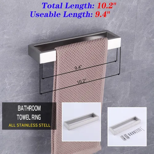 Vista 3 de GERZWY Juego de accesorios de baño de 2 piezas de acero inoxidable contemporáneo montado en la pared - Soporte para papel higiénico con anillos