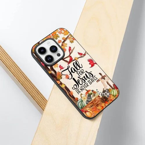 Vista 2 de Fall Tree Fall for Jesus He Never Leaves - Funda para iPhone 16, 15, 14, 13, 12, 11 Pro Max, Galaxy S25, S24, S23, S22, S21, FE, Note 20, Ultra A16