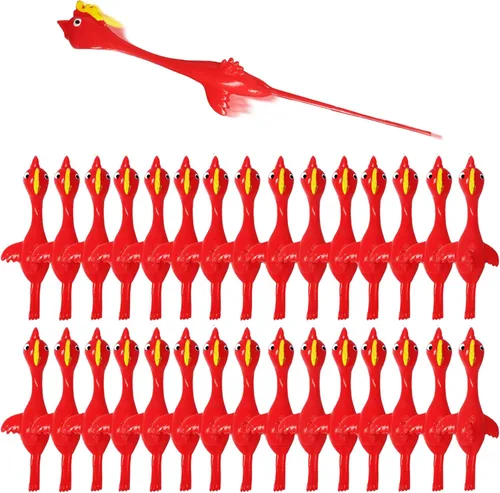 Vista 15 de Slingshot Pollo de goma Pollo Flick Pollo Volador Flingers Stress Gag Toys Stress Gag Toys, tirachinas de pollo de goma, divertidos rellenos