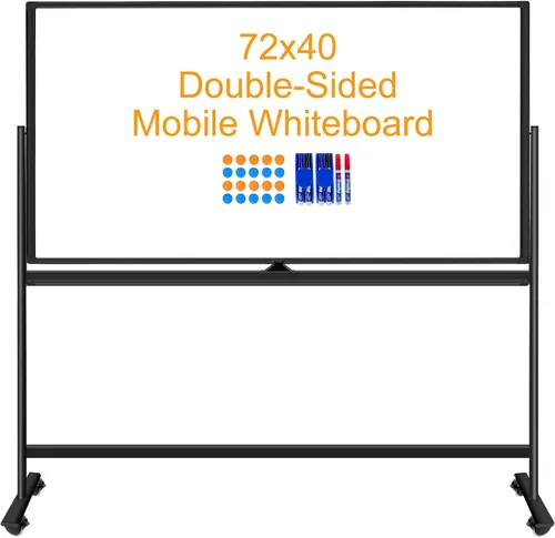 Vista 15 de BSTPCOO Pizarra magnética de borrado en seco con soporte, pizarra blanca de doble cara de 36 x 24 pulgadas con soporte, pizarra blanca móvil rodante