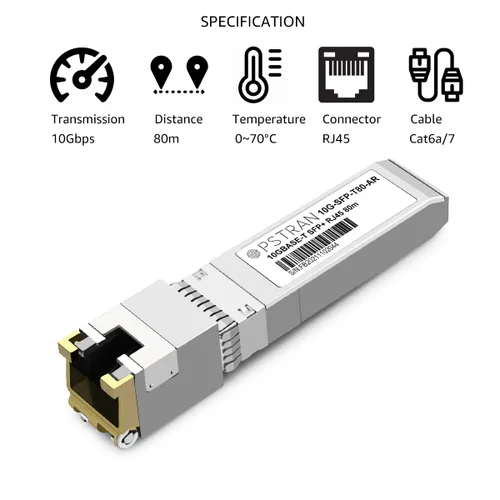 Vista 48 de Módulo transceptor de cobre 10GBASE-T SFP+ RJ45 compatible con Arista SFP-10GE-T 10G SFP+ 98.4 ft Cat6a/7 Para Arista