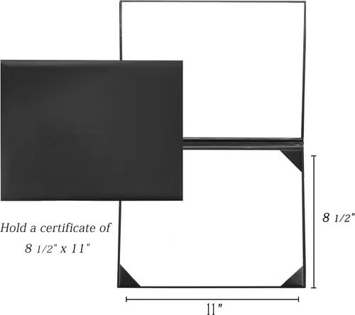 Vista 2 de Cubierta para diploma de 8.5 x 11 pulgadas, titular de certificado de graduación, cubiertas de certificado de cuero liso (negro)
