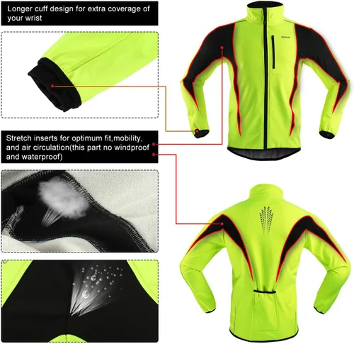 Vista 5 de Chaqueta térmica para ciclismo (tejido Softshell, resistente al viento, impermeable, 15K) de ARSUXEO