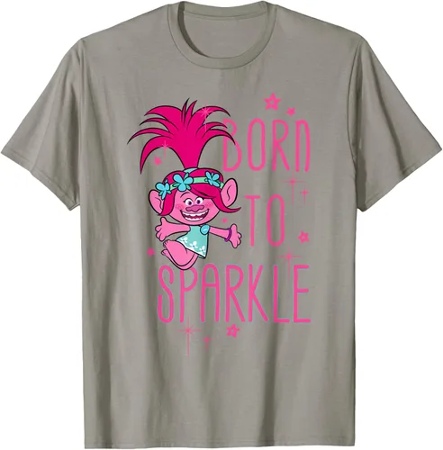 Vista 34 de DreamWorks Trolls Camiseta Born to Sparkle Negro