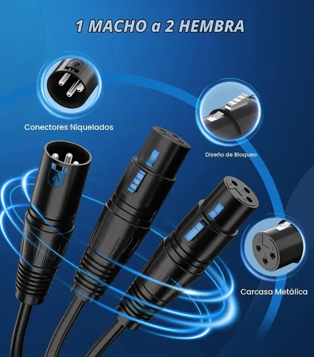 Vista 3 de Tisino Cable XLR Y-Splitter Cable hembra doble XLR a macho de micrófono combinador Y cable de conexión de adaptador de micrófono equilibrado