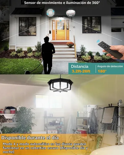 Vista 2 de AEQ Luz Solar para Cobertizo Interior Exterior 288LED Iluminación 360° Luces Solares que Funcionan de Día con Control Remoto, Luces Solares