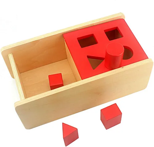 Vista 3 de DANNI Montessori Baby Imbucare - Caja con tapa abatible, 4 formas, aprendizaje de madera, educativo, preescolar, entrenamiento para niños, juguete