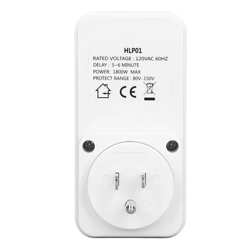 Vista 9 de Protector de voltaje para refrigerador, enchufe de relé, rango de 80 V-150 V, retardo de 5 a 6 minutos, material de PC, enchufe estadounidense