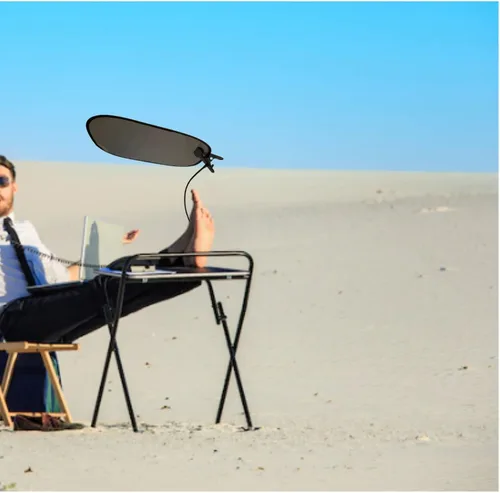 Vista 6 de Parasol ajustable para laptop para trabajar fuera Soporte de clip flexible y bolsa portátil