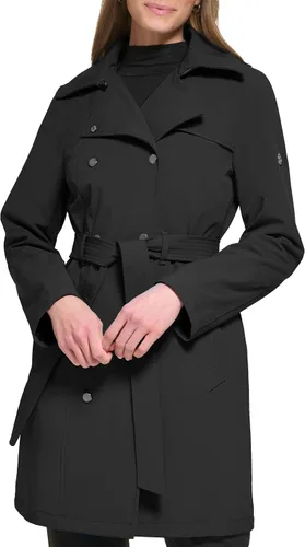 Vista 5 de Calvin Klein Women's Double Breasted Belted Rain Jacket with Removable Hood