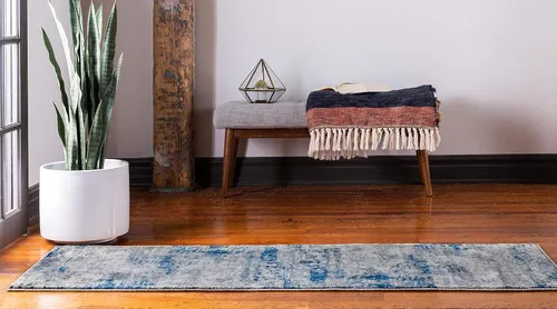 Vista 6 de Unique Loom Mystic Collection - Alfombra Sena (2 pies x 6 pies, color azul marino/beige)