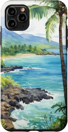 Vista 13 de Tropical Hawaii Forest Beach Ocean Art Aesthetic Case for iPhone 16