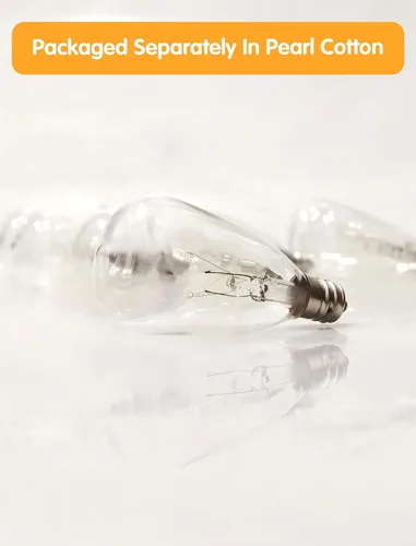Vista 7 de Paquete de 10 bombillas ST35 de repuesto Edison transparentes, 5 W, base de tornillo C7/E12 de 5 vatios para luces de cadena de patio