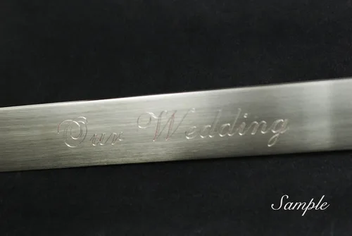 Vista 7 de Cuchillo de cristal para tostar de boda de oro y servidor de pastel de boda grabado personalizado