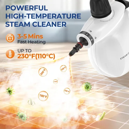 Vista 3 de LABIGO Limpiador de Vapor, Vaporizador de Mano Presurizado de 13 Piezas para Limpieza Profunda Natural Multiusos, Vaporizador Portátil para Limpiar