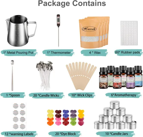 Vista 4 de Haccah Kit completo de fabricación de velas, suministros para hacer velas, kits de manualidades y manualidades para adultos, principiantes