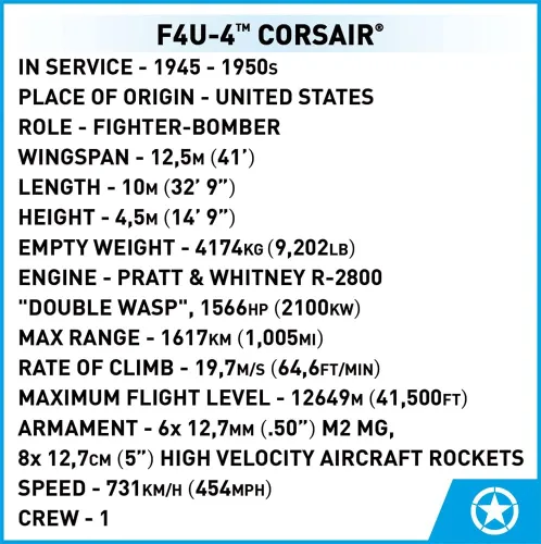 Vista 12 de COBI Colección Histórica Guerra de Corea F4U-4 ™ Corsair® Avión