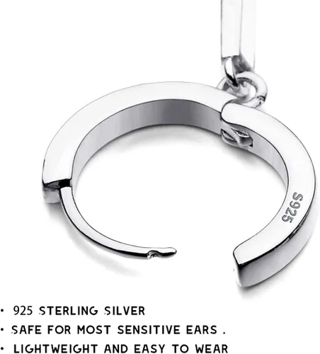 Vista 2 de Aretes de cruz de plata de ley 925, delicados aretes de aro para mujeres y hombres
