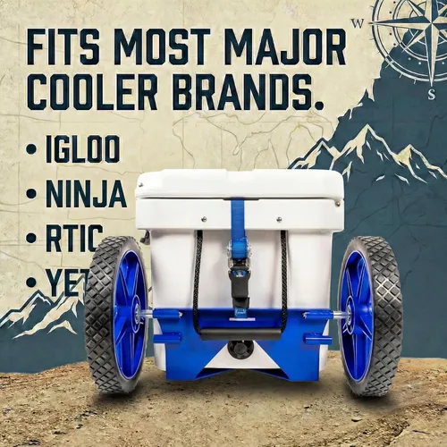 Vista 2 de Kit de rueda para enfriador para Yeti, RTIC, Igloo y la mayoría de otras marcas - Carro para enfriador - Carro de instalación fácil con accesorio