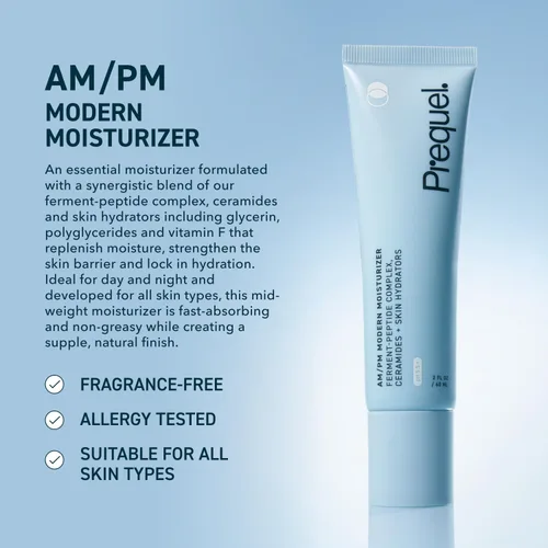 Vista 2 de Prequel Skin AM/PM Modern Moisturizer – Crema facial hidratante con péptidos, ceramidas y glicerina para pieles secas, sensibles o mixtas