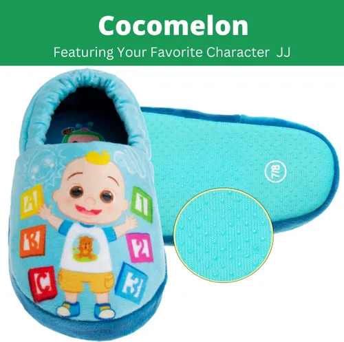 Vista 2 de Josmo Cocomelon - Pantuflas para niños y niñas, zapatos de casa para niños y niñas, pantuflas de felpa cálidas, zapatos de cocomelon (bebéniño)