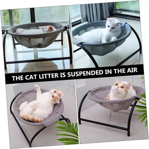 Vista 2 de Cama elevada para gatos con malla transpirable para uso en interiores y exteriores, diseño resistente para mayor comodidad