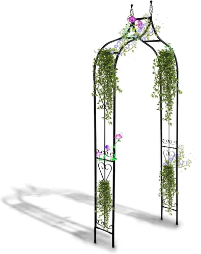Vista 10 de Arco de jardín, 94.5 pulgadas de alto x 47.2 pulgadas de ancho, cenador de jardín para varias plantas trepadoras, arco de hierro decorativo