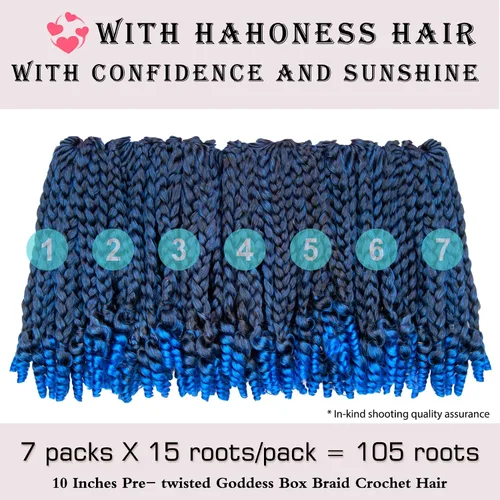 Vista 6 de 7 paquetes de extensiones de cabello diosa con extremos rizados, extensiones de cabello azul degradado para mujeres negras y bebés niños