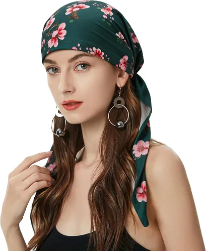 Vista 47 de ZLYC Gorro de quimioterapia para la cabeza preatado, gorro ligero para Verde (Lace Green)