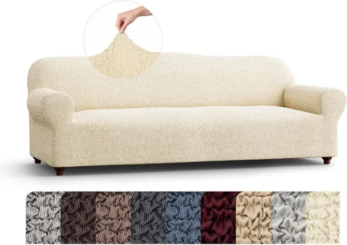Vista 29 de PAULATO BY GA.I.CO. Funda elástica para sillón – Funda de sofá – Funda de sofá biplaza – Protector lavable de ajuste de forma de 1 pieza para Beige