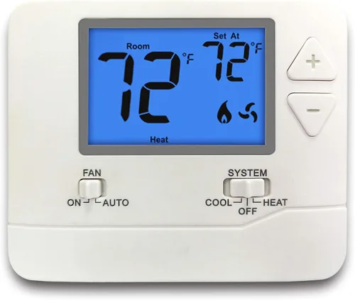 Vista 7 de ELECTECK - Termostato digital no programable, 1 calor/1 frío, negro Compatible with Single Stage Electrical and Gas/Oil System, for home use with