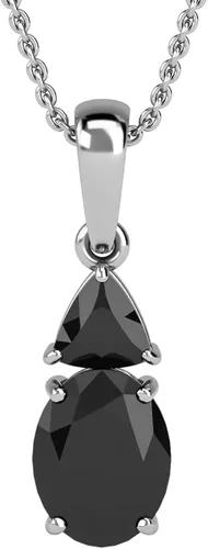 Vista 7 de Shop LC - Collar con colgante negro para mujer chapado en platino plata de ley 925 cadena única de 20 pulgadas No es una piedra preciosa