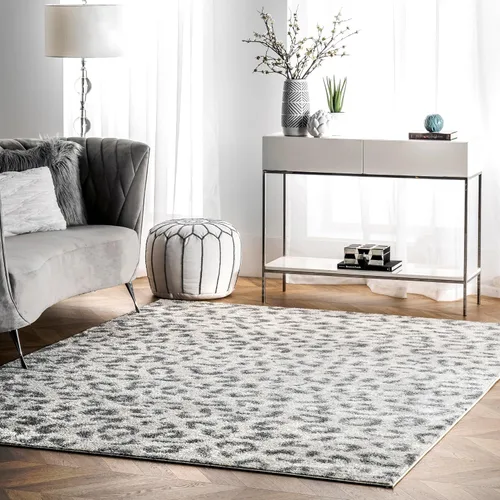 Vista 14 de Nuloom Annette Baby Pink/Ivory, 2 pies 8 pulgadas x 8 pies, estampado de leopardo, suave y acogedor, alto tráfico, resistente a las manchas, fácil