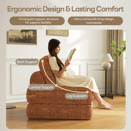 Vista 6 de Dowinx Sofá cama plegable con almohada, cómodo sofá cama convertible para adultos, hogar, sala de estar y juegos, diseño moderno y cómodo