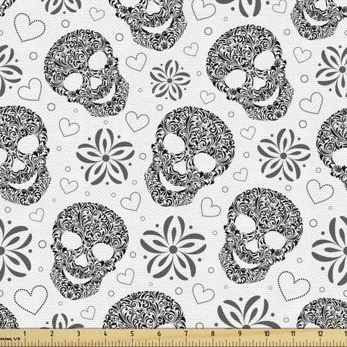 Vista 16 de Ambesonne The Yard - Tela floral clásica de Oriente Medio y estampado de cachemira, diseño nostálgico otomano, tela decorativa para tapicería y Azul