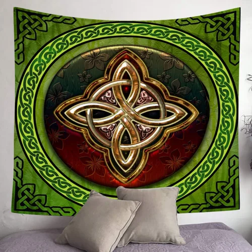 Vista 8 de SHRAPHY Tapiz celta de 60 x 40 pulgadas, tapiz nórdico vikingos, irlandés, redondo, nudo de amor, tapiz de buena suerte para sala de estar
