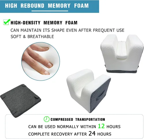 Vista 6 de Almohada de repuesto de rodilla – 4 alturas ajustables para extensión completa de pierna recta – Equipo de recuperación poscirugía con mango – Cuña